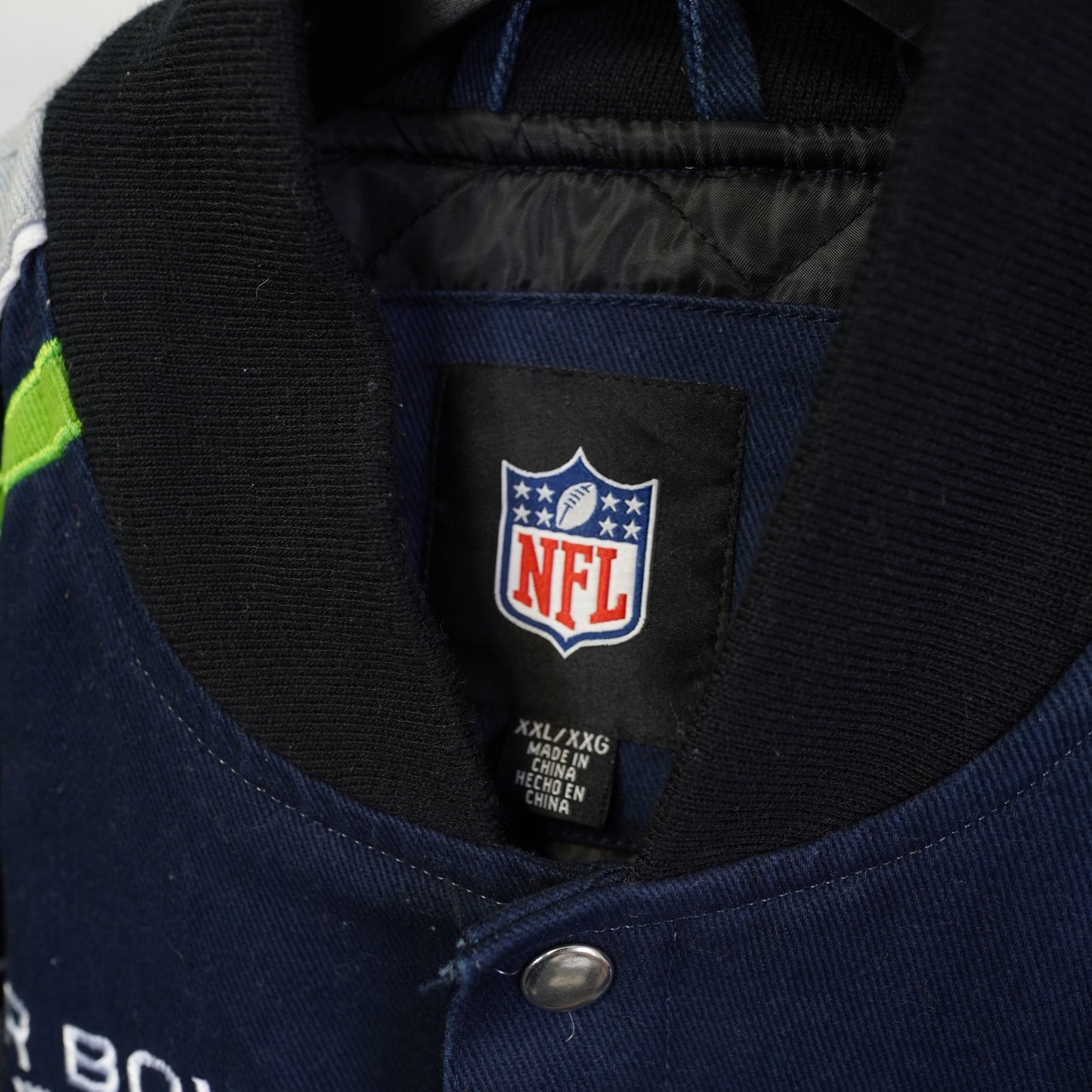 (XXL) Vintage Seattle Seahawks Super Bowl XLVIII Champs Nascar Jacket Mens 2XL Patch