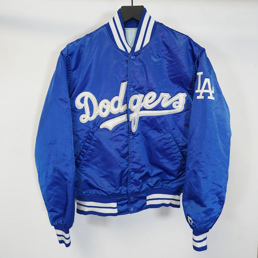 (M) Vintage LA Dodgers Starter Diamond Collection Satin Bomber Jacket Men's M Blue