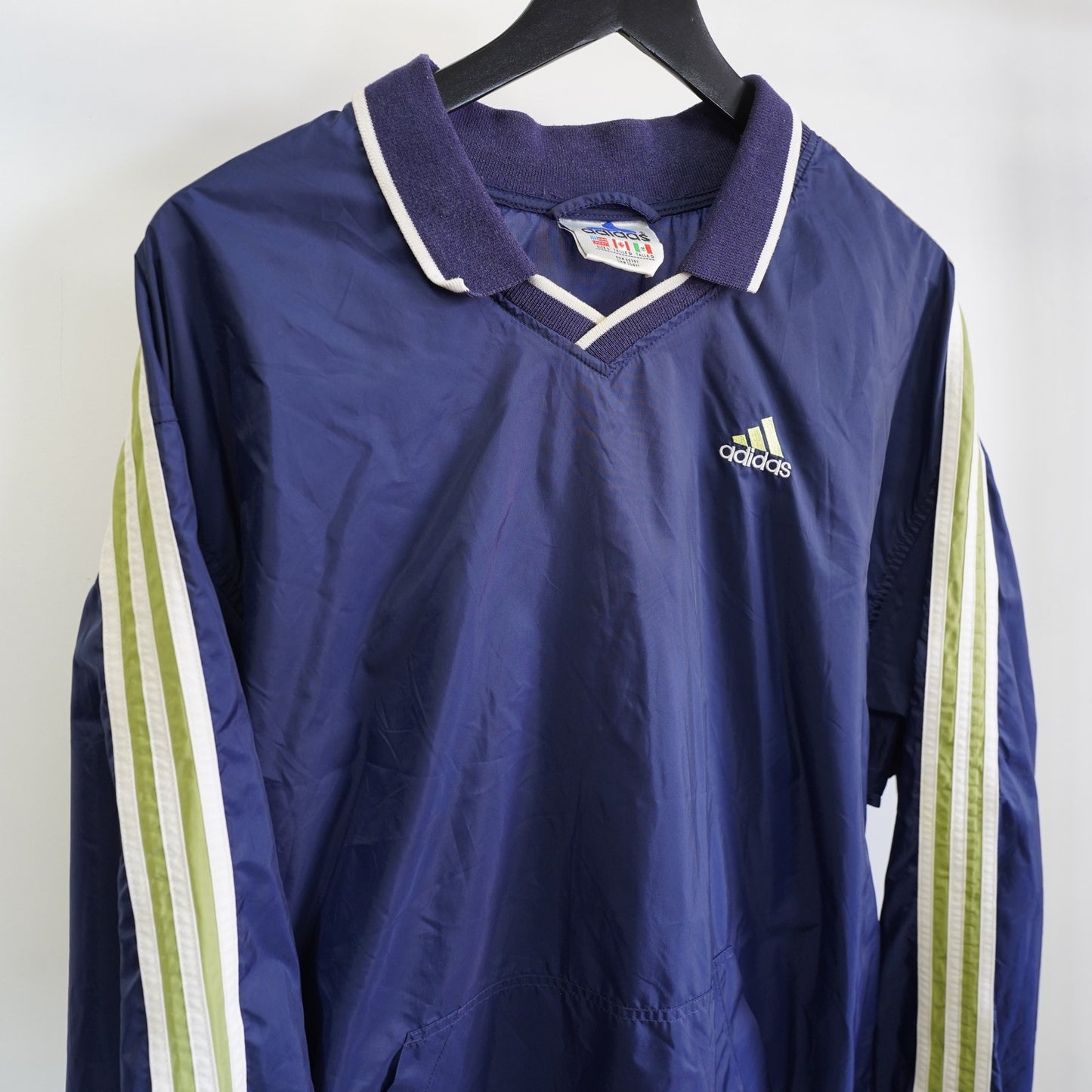 (L) Vintage Adidas Pullover Windbreaker 90s Retro Jacket Men's L Blue White Y2K