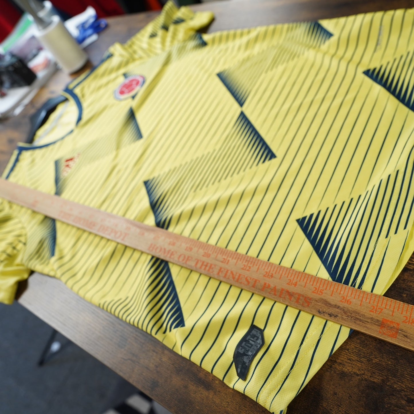 (L) Adidas Colombia Home Soccer Jersey Youth XXL Men's L Yellow 2019 Football