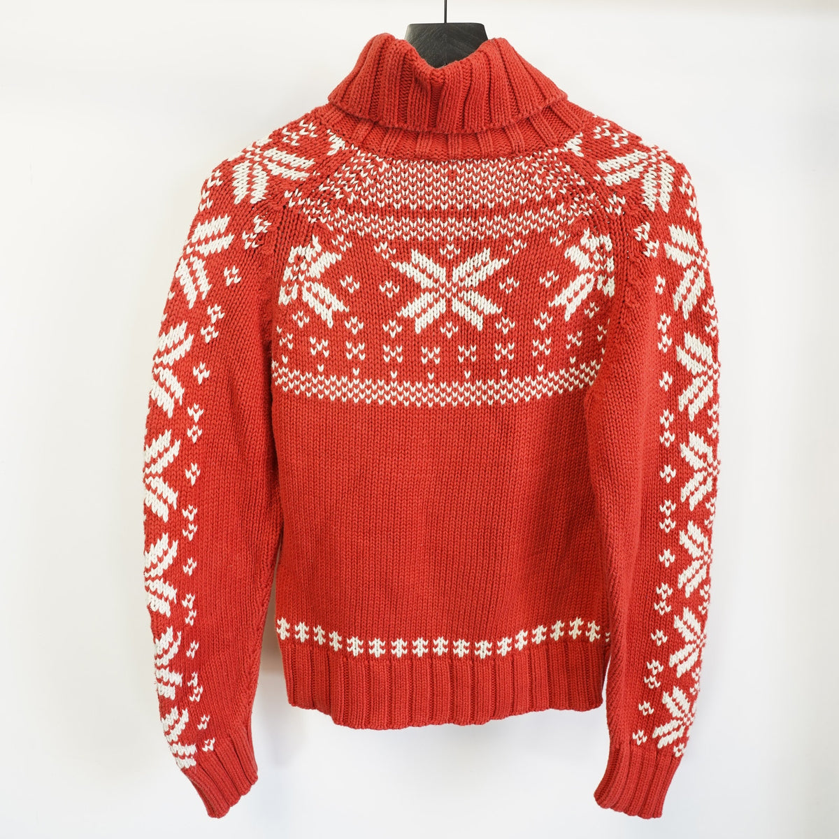 (Women's S) Ralph Lauren Polo Jeans Co Knit Christmas Sweater Turtleneck Red White
