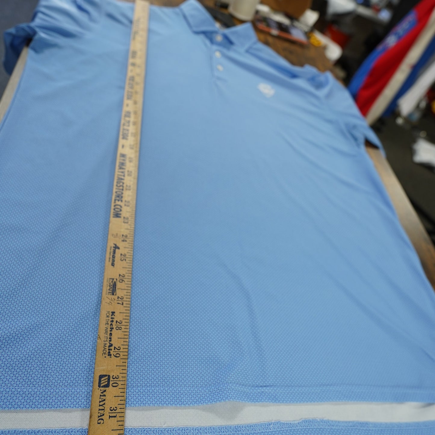 (XL) Holderness & Bourne Golf Polo Shirt Men's XL Light Blue Tailored Fit Jet Print