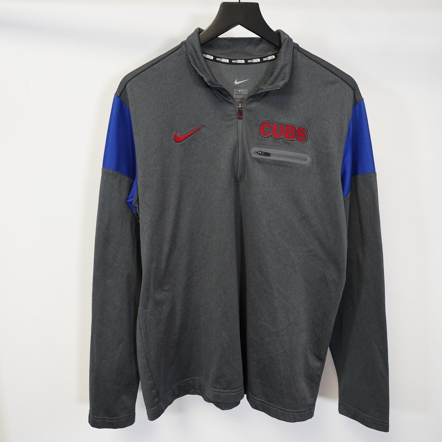 (M) Chicago Cubs Nike 1/4 Zip Embroidered Pullover Men's M Gray Baseball MLB Jacket