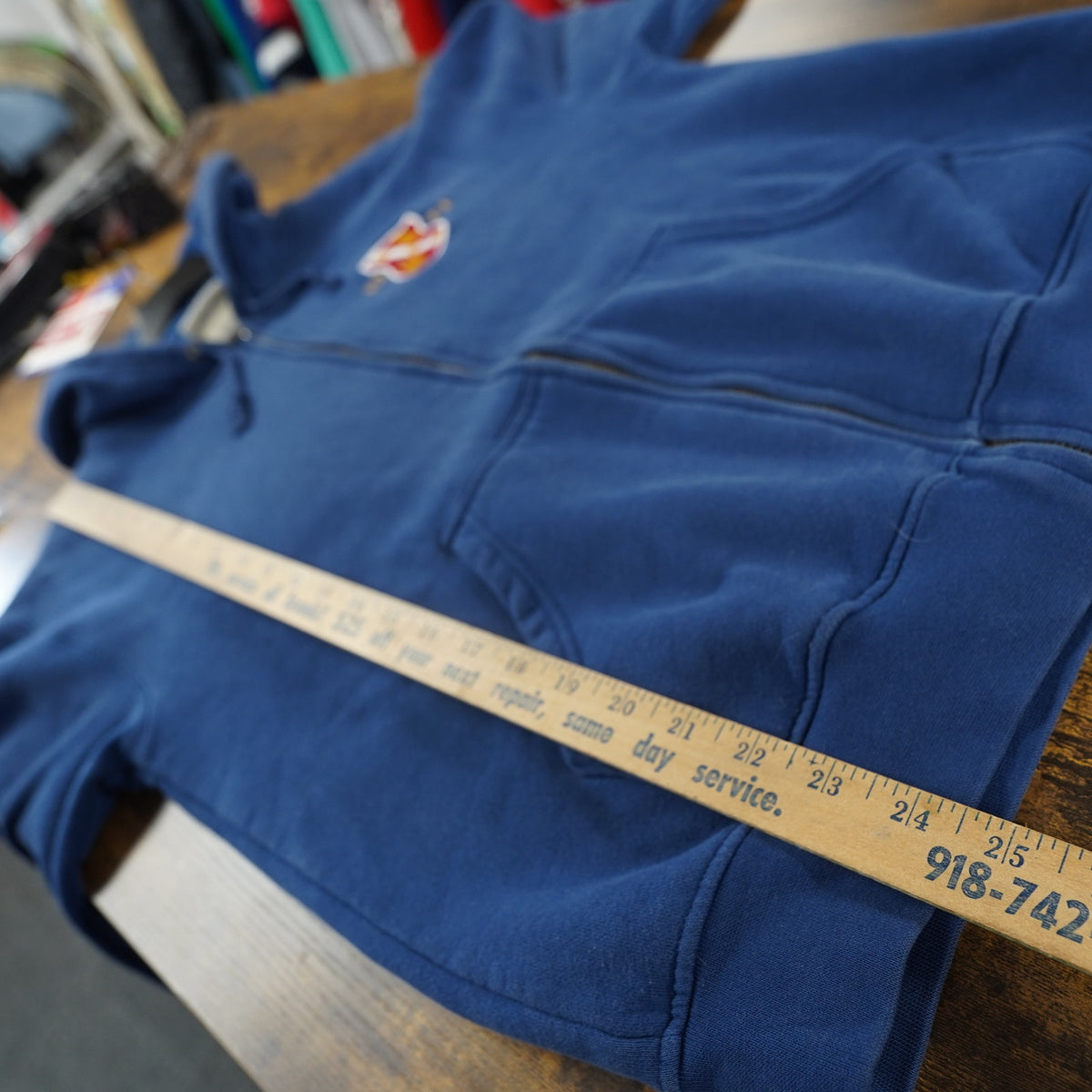 (S) Vintage Mickey Mouse Embroidered Full Zip Disney Hoodie Navy Blue S Retro