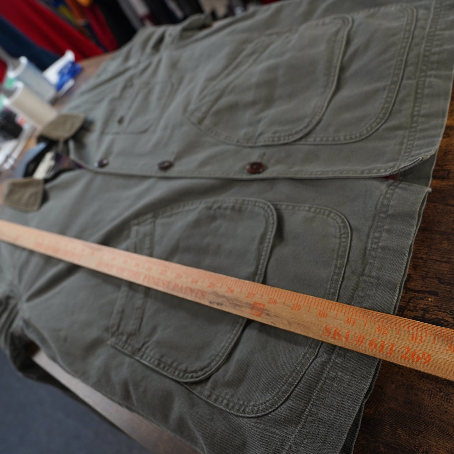 (L) Vintage L.L. Bean Field Coat Blanket Lined Men's L Olive Green Corduroy Jacket