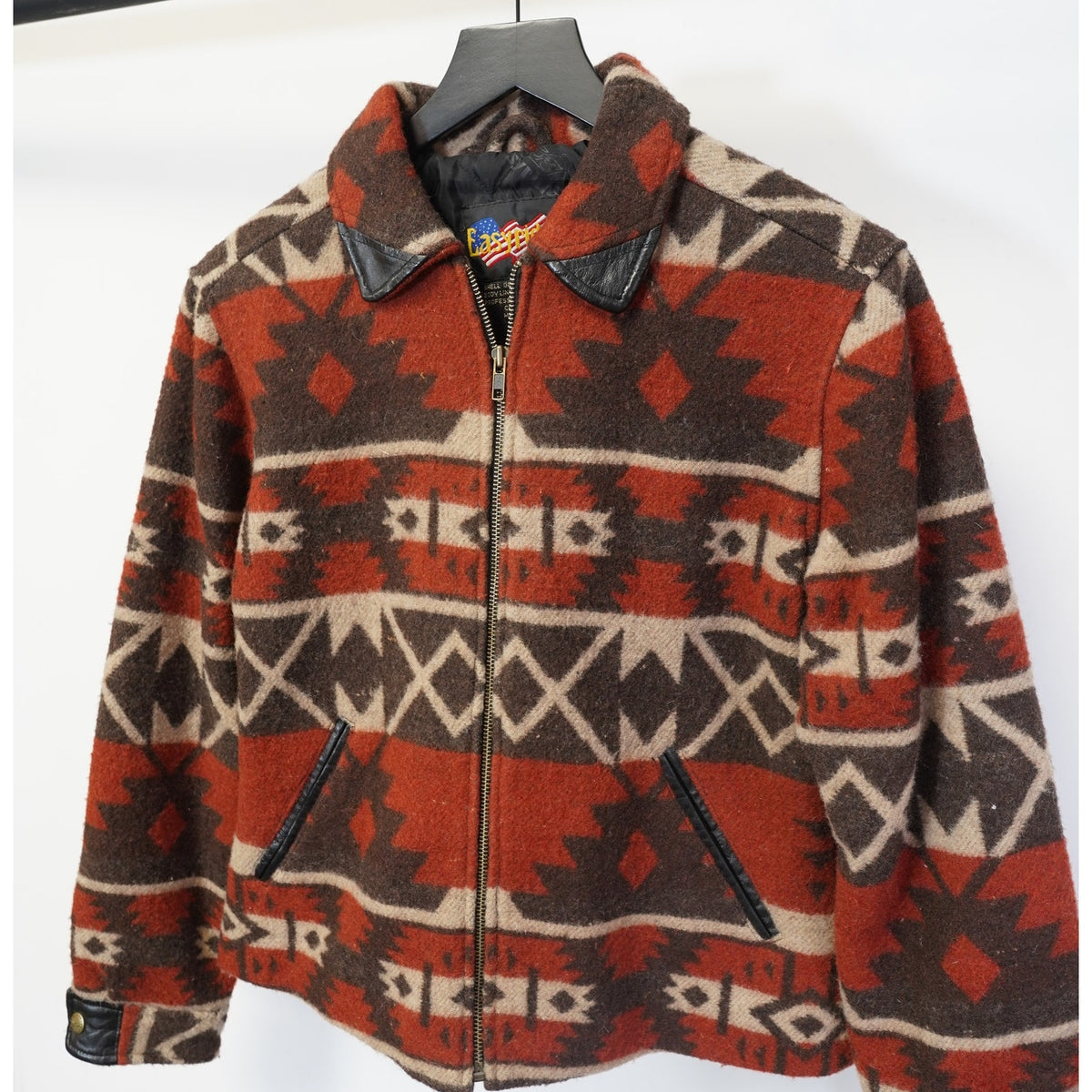 (M) Vintage Easy Riders Wool Leather Southwestern Aztec Jacket Men's M Brown Orange