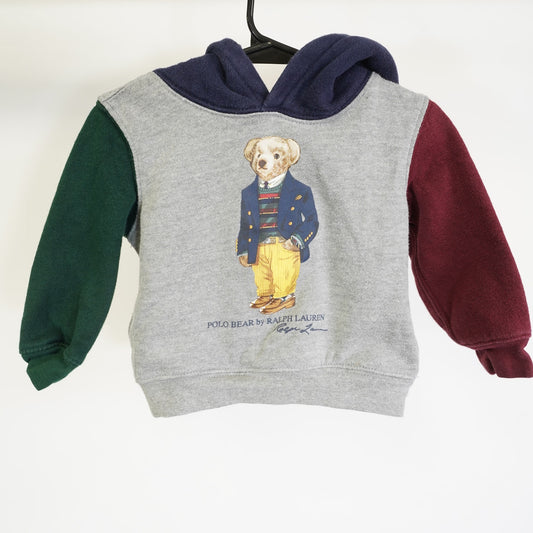 (Kids 12 Month) Vintage Polo Bear Ralph Lauren Hoodie Size 12 Months Baby Toddler Cut Sew Preppy