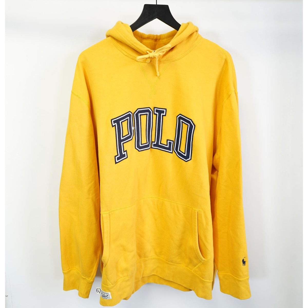 (3XLT) Vintage Polo Ralph Lauren Sewn Spellout Hoodie Men's 3XLT Yellow Blue Stitched