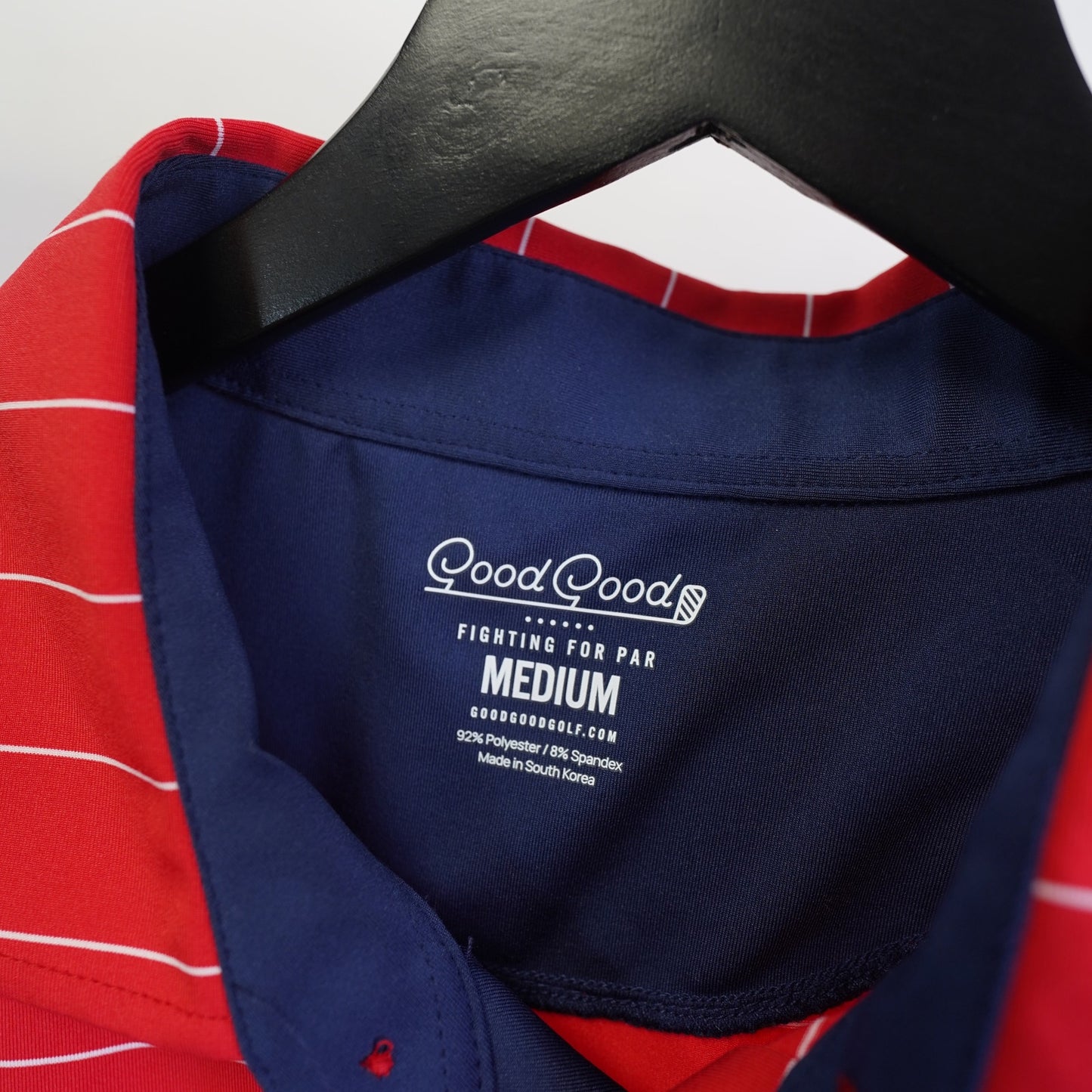 (M) Good Good Striped Performance Golf Polo Shirt Men's M Red White