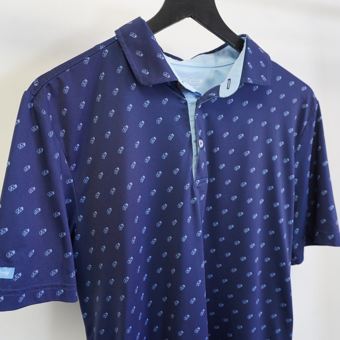 (M) Good Good Performance Golf Ace Polo Shirt Men's M Blue  Preppy