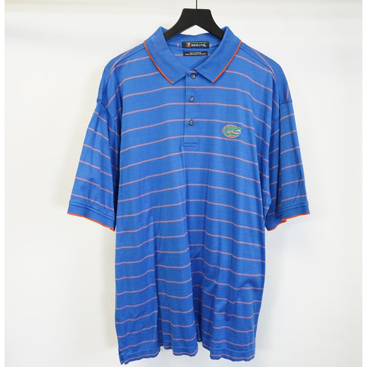 (XXL) Vintage Florida Gators Embroidered Divots Golf Polo Shirt Men's XXL Striped Blue