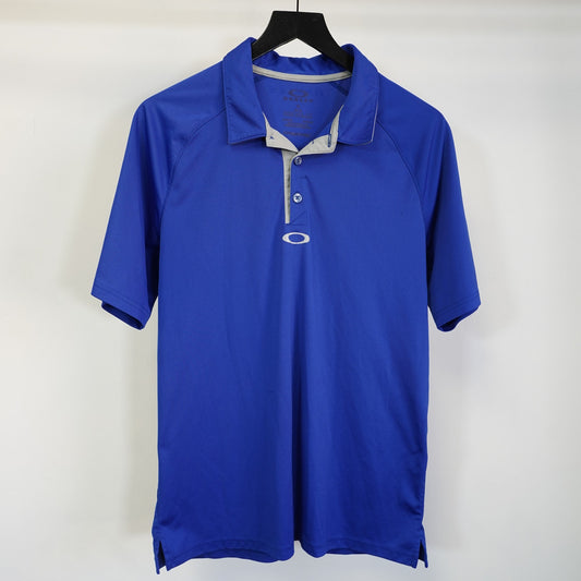 (M) Oakley Hydrolix Elemental Golf Polo Shirt Men's M Electric Blue Y2K 2000s Preppy