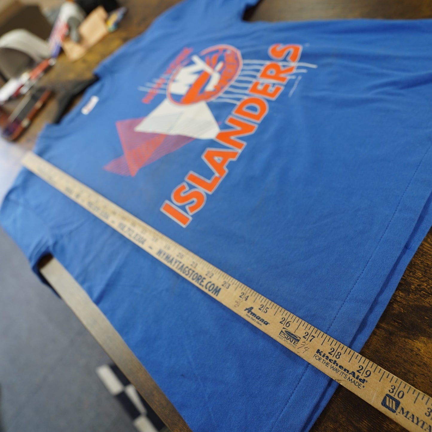 (L) Vintage New York Islanders 90s Single Stitch Hockey T-Shirt Men's L Blue Retro