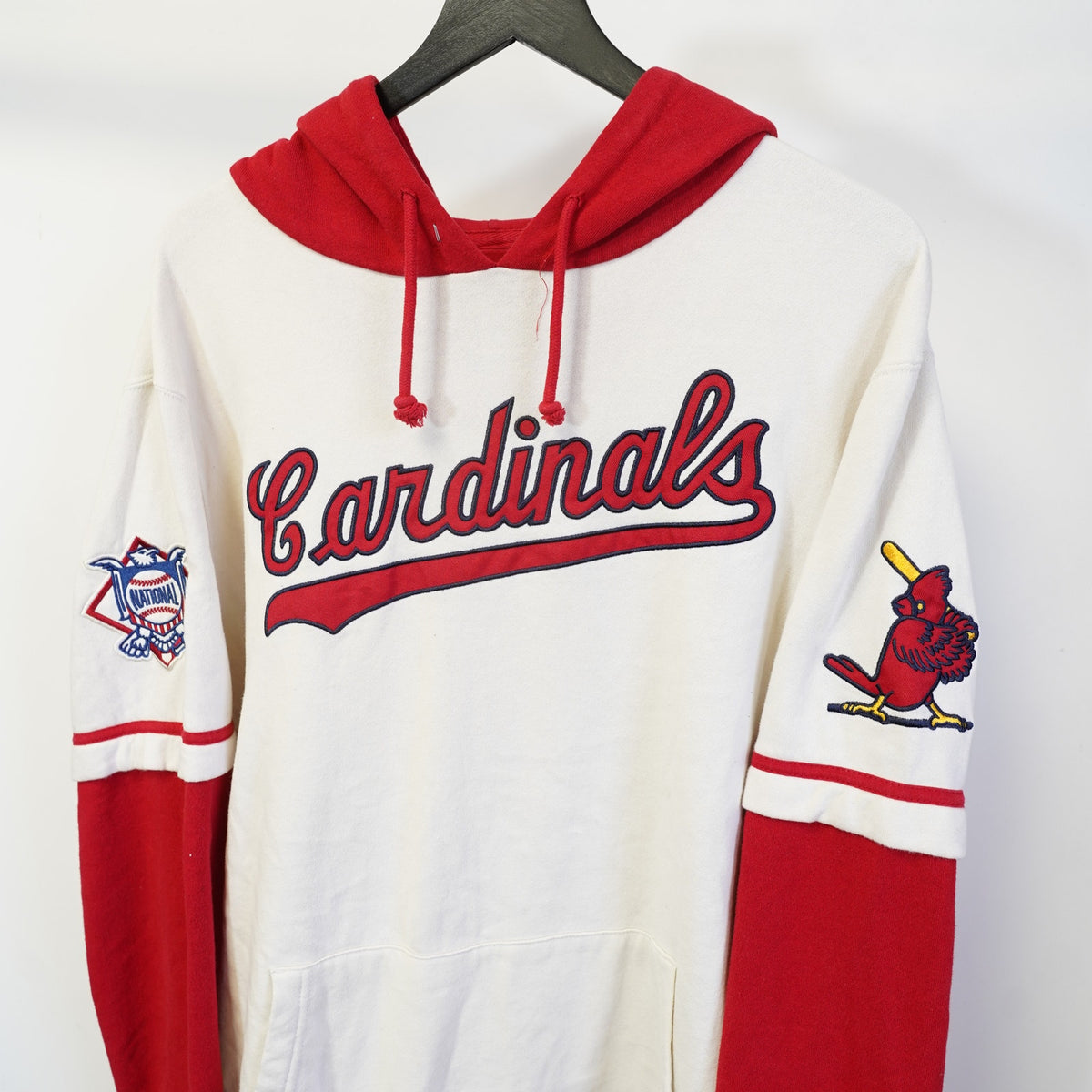(XL) St. Louis Cardinals Embroidered 47 Brand Hoodie Sewn XL White Red Retro Baseball