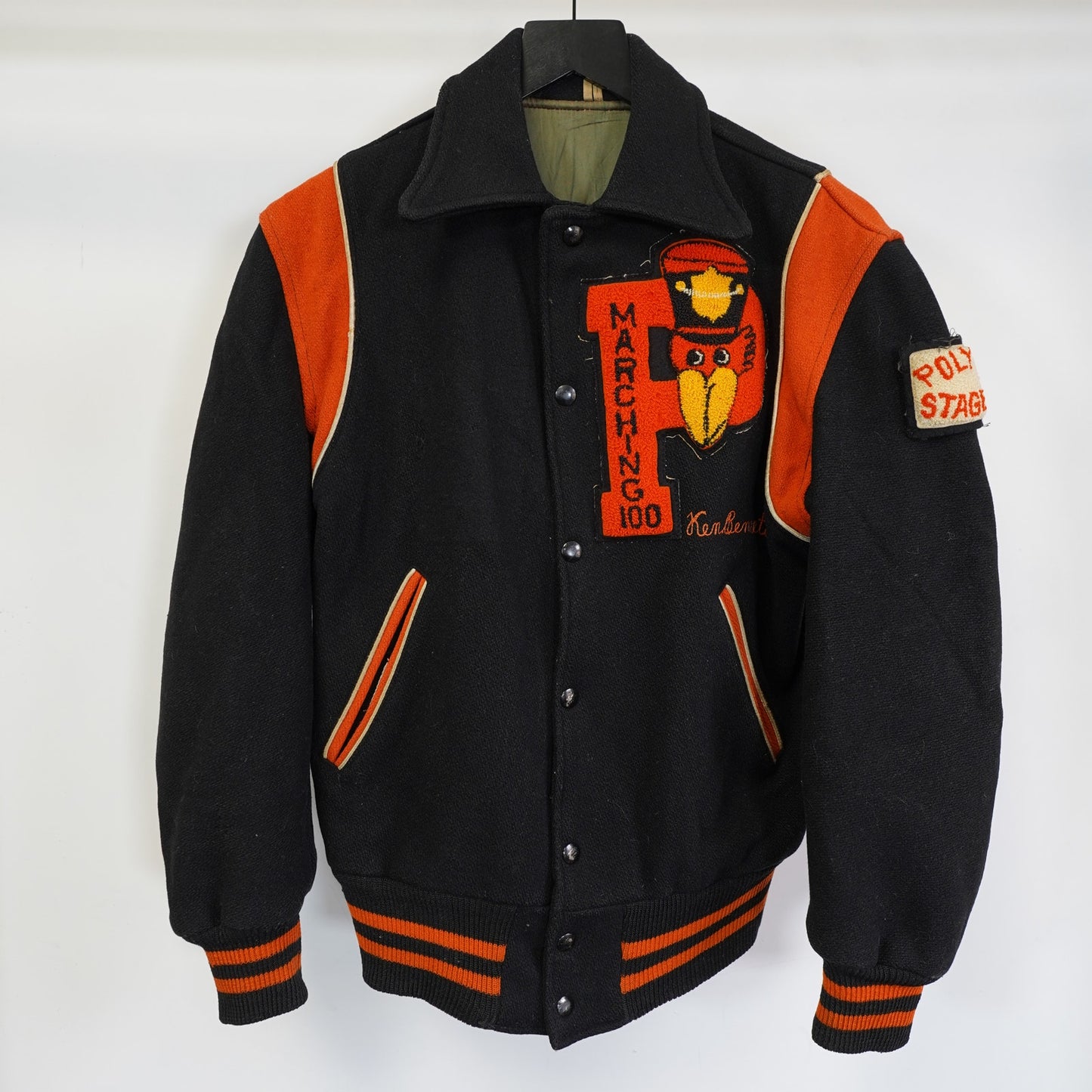 (S) True Vintage 50s Letterman Chain Stitched Varsity Jacket Sz 38-40 Men's S Black