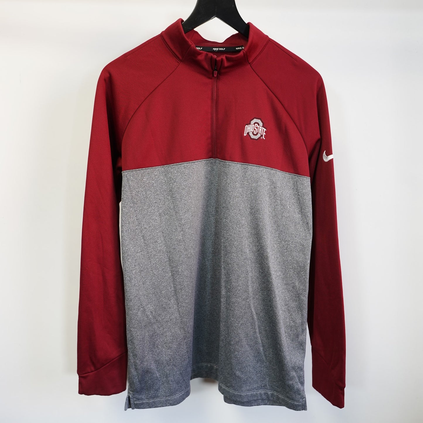 (L) Nike Golf Ohio State Buckeyes 1/4 Zip Pullover Jacket Men's L Red Gray Two Tone