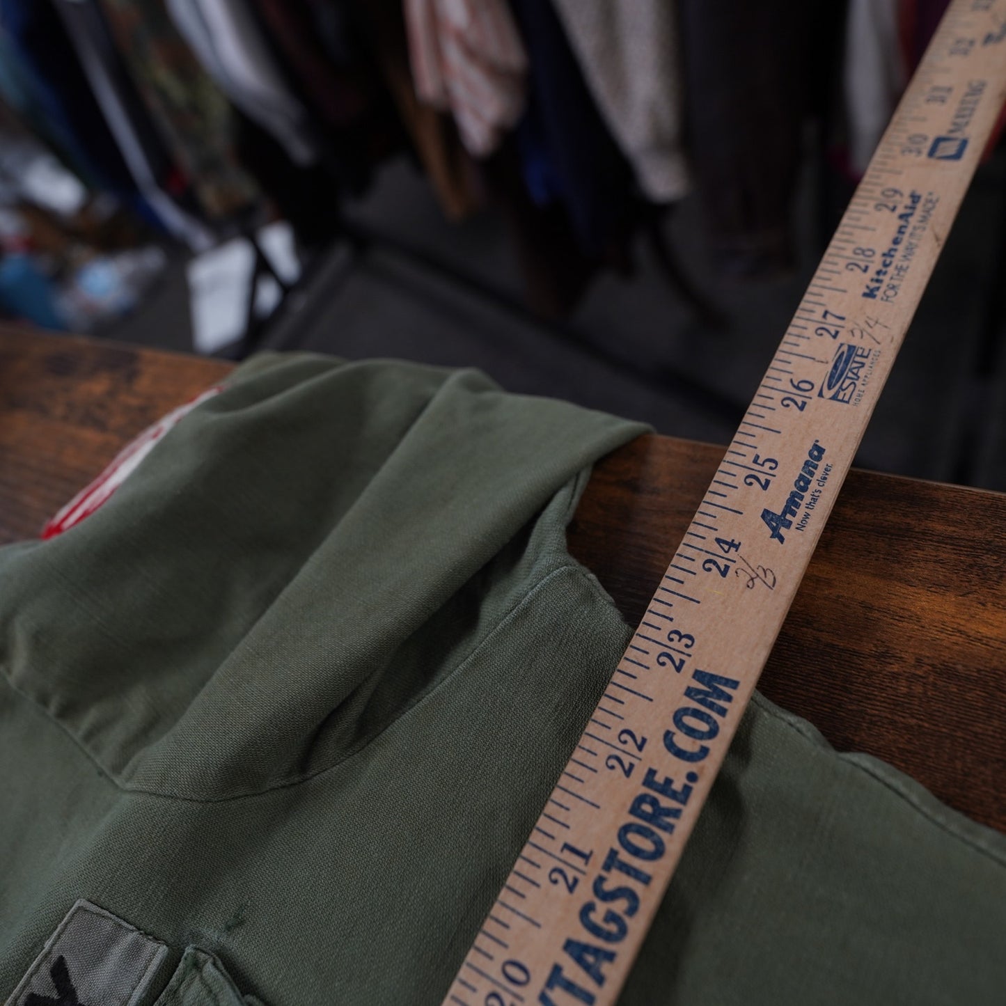 (XL) Vintage 60s US Army OG-107 Sateen Fatigue Shirt Vietnam Era Men's XL Patch