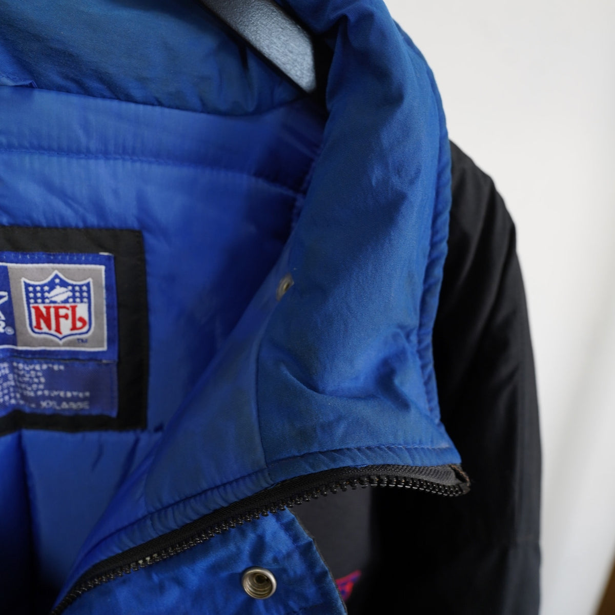 (XXL) Vintage Starter New York Giants Puffer Jacket Men's 2XL Black Blue 90s NFL Retro