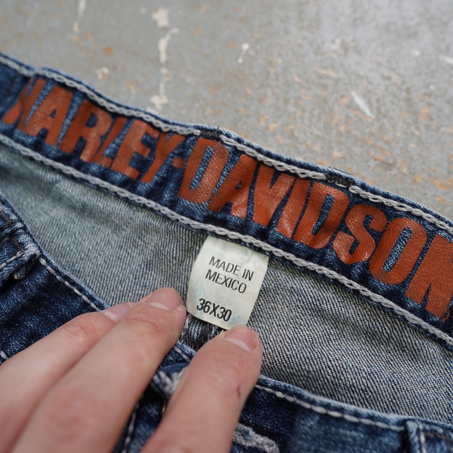 (36x30) Vintage Harley Davidson Straight Leg Biker Blue Jeans Men's 36x30 Denim Y2K 2000