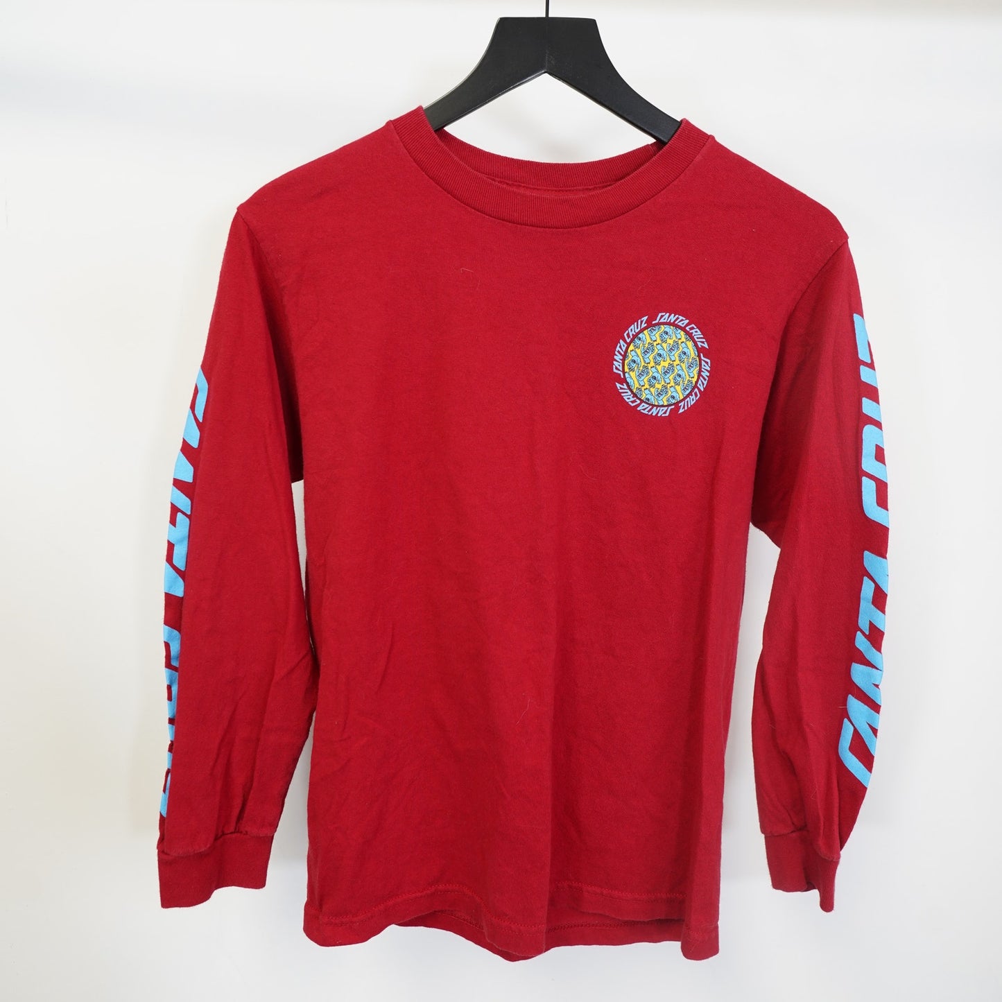 (S) Santa Cruz Skateboards & Surf T-Shirt Men's XS/S Red Longsleeve Longboard
