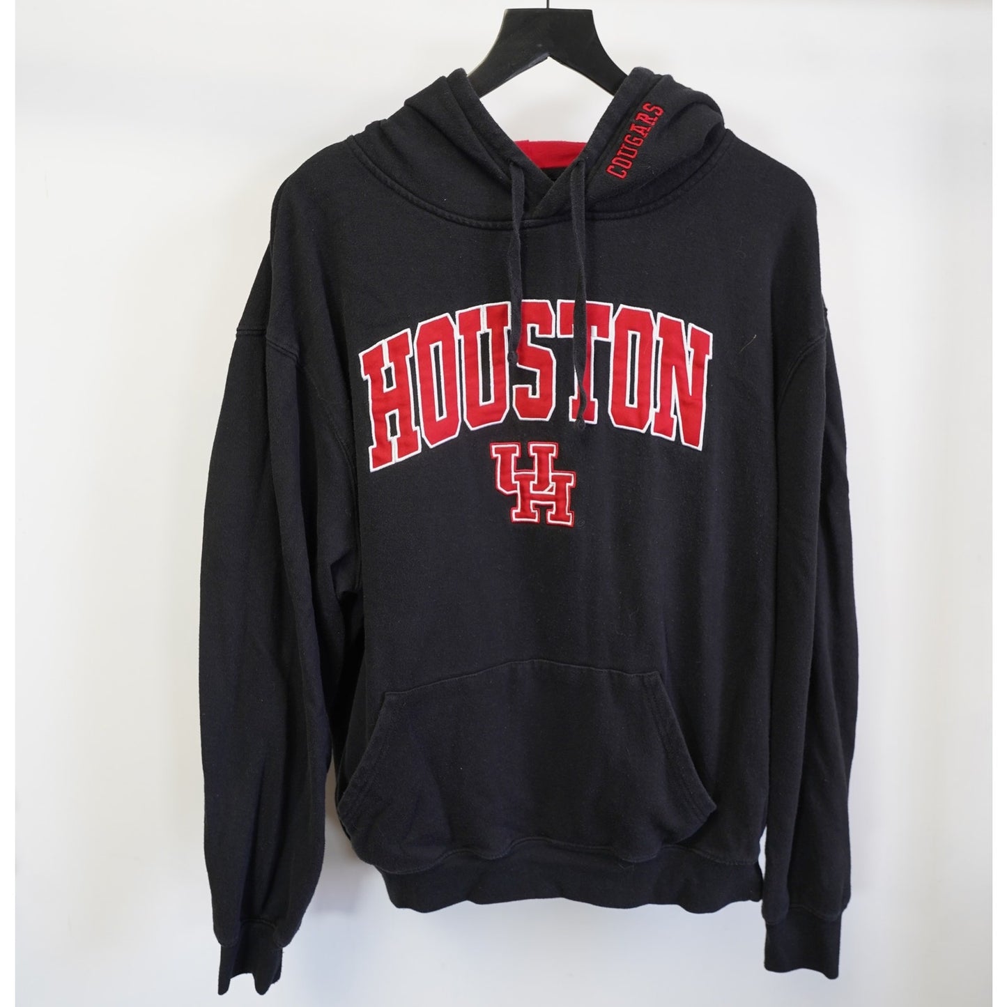 (XL) University of Houston Cougars Embroidered Hoodie Men's XL Black Red U of H Retro