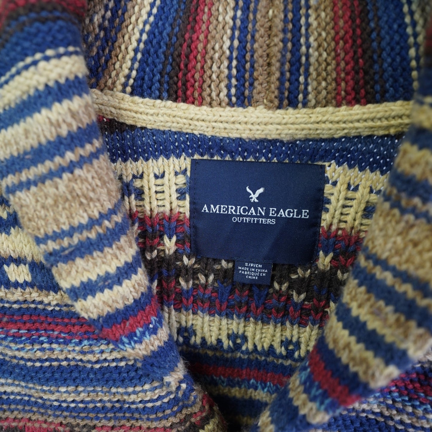 (S) American Eagle Southwestern Aztec Knit Cardigan Sweater Men's S Cowboy