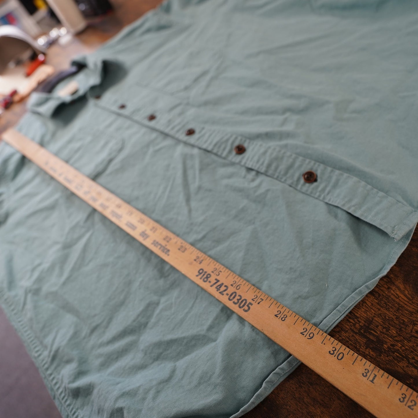 (XL) L.L. Bean Traditional Fit Heavy Button Up Shirt Men's XL Cotton Aqua Hiking