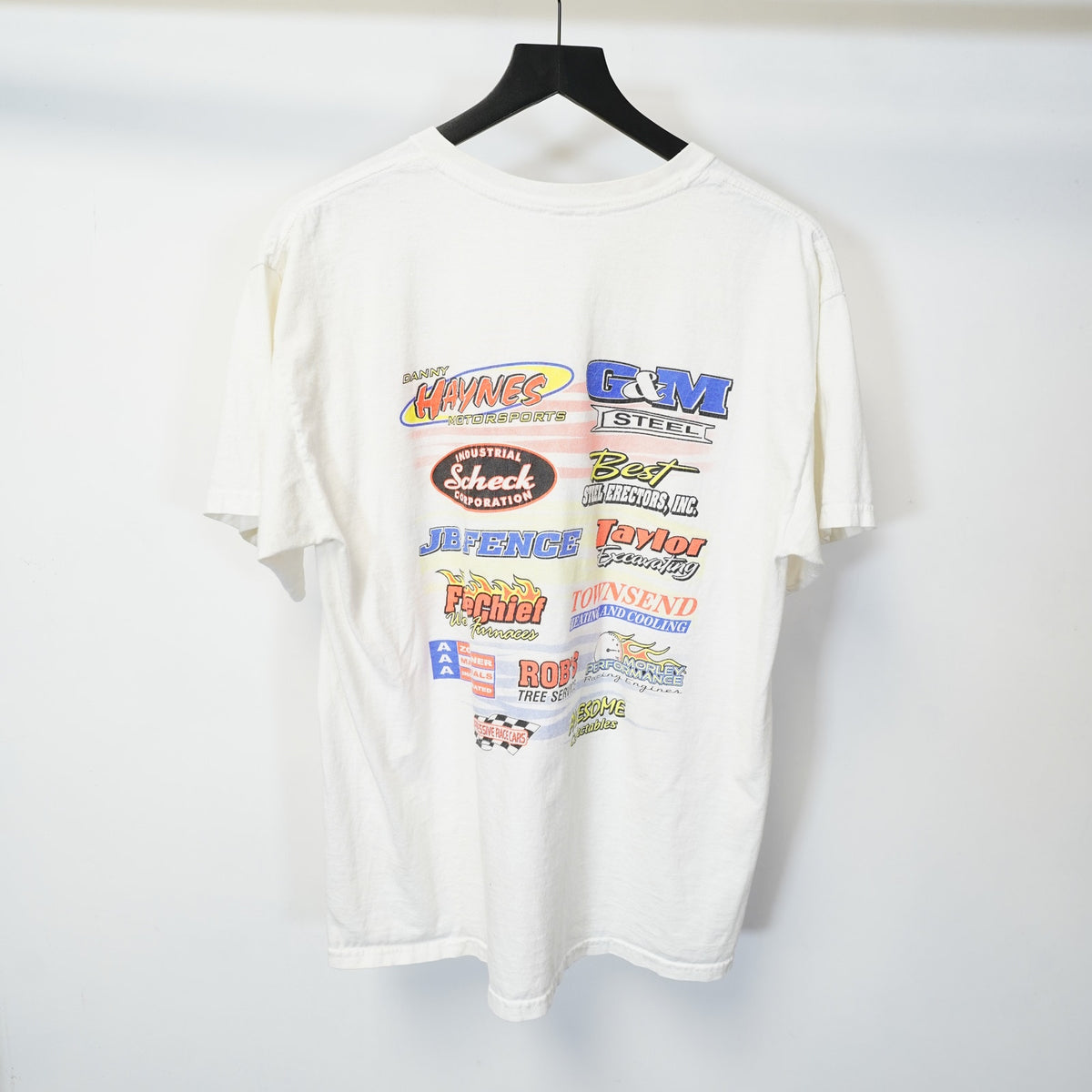 (M/L) Vintage Danny Haynes Retro Drag Racing T-Shirt Men's M/L White Orange Car Race