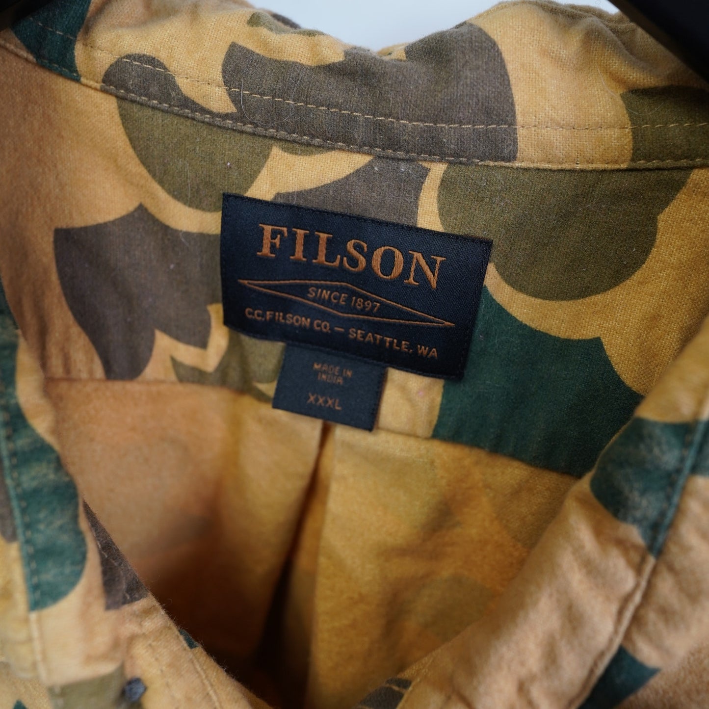 (3XL) Vintage Filson Duck Camouflage Button Up Hunting Shirt Jacket Men's 3XL Outdoors