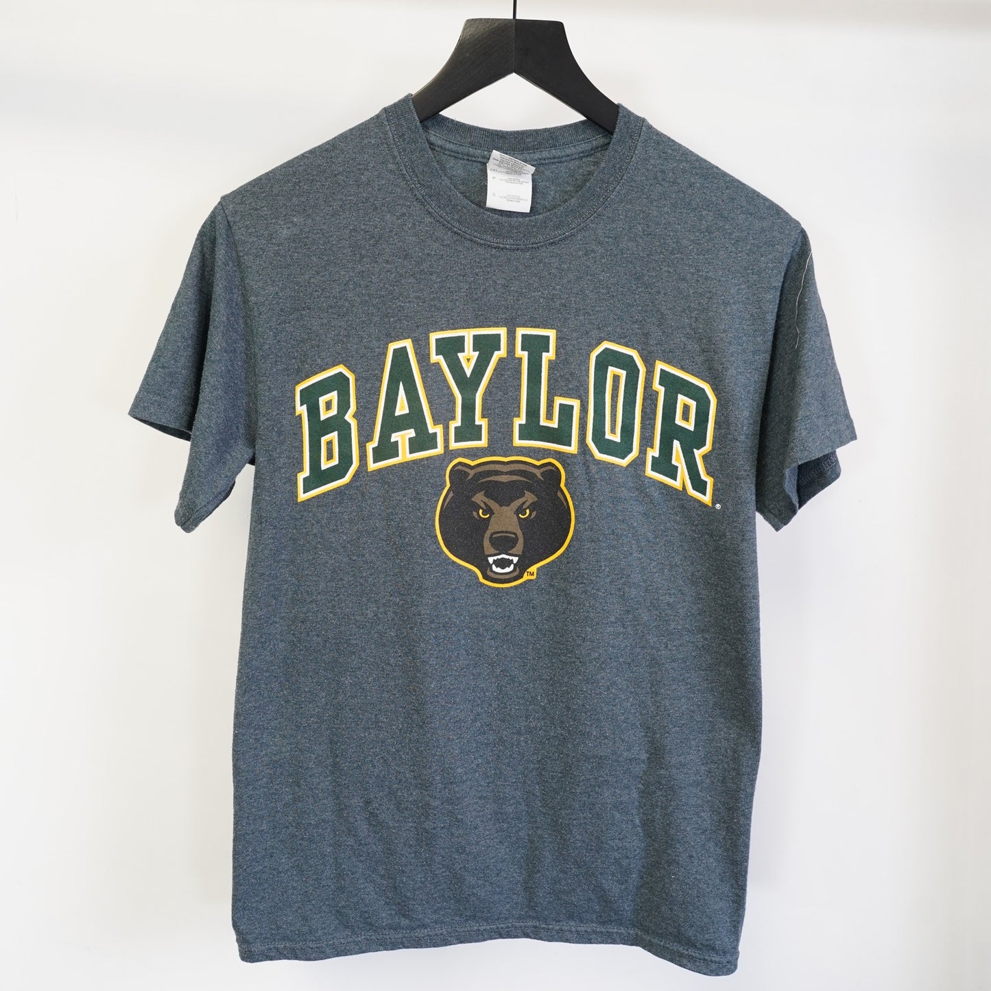 (S) University of Baylor Bears College T-Shirt Men's S Gray Retro Football