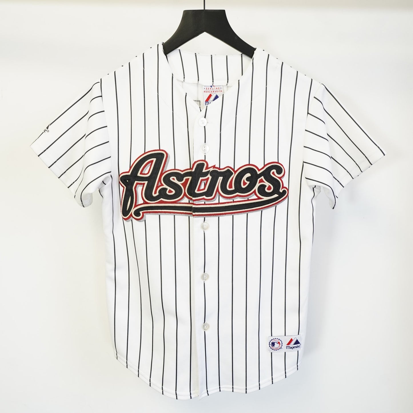 (Boys M) Vintage Houston Astros Sewn Majestic Willy Taveras Pinstripe Jersey Boys M White