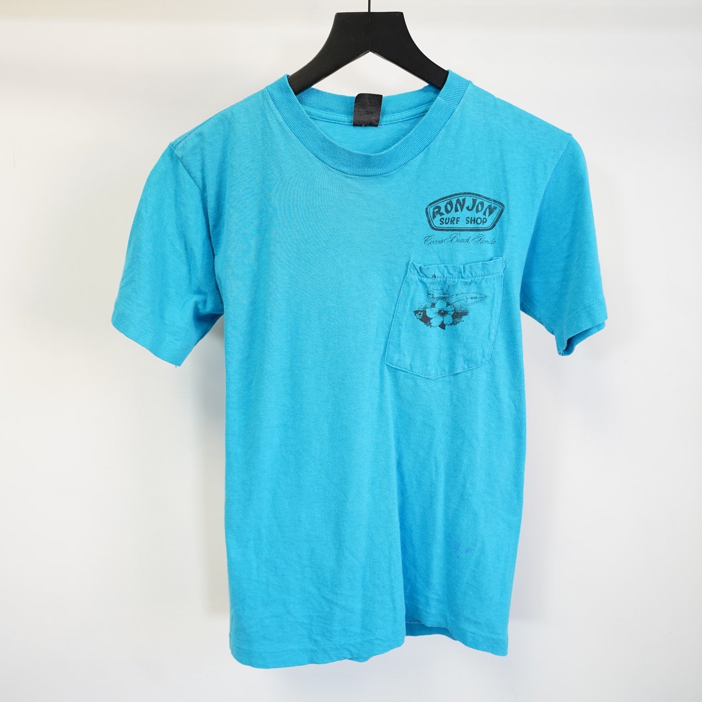 (S) Vintage Ron Jon Surf Shop Single-Stitch 80s Pocket T-Shirt Men's S Blue Anvil