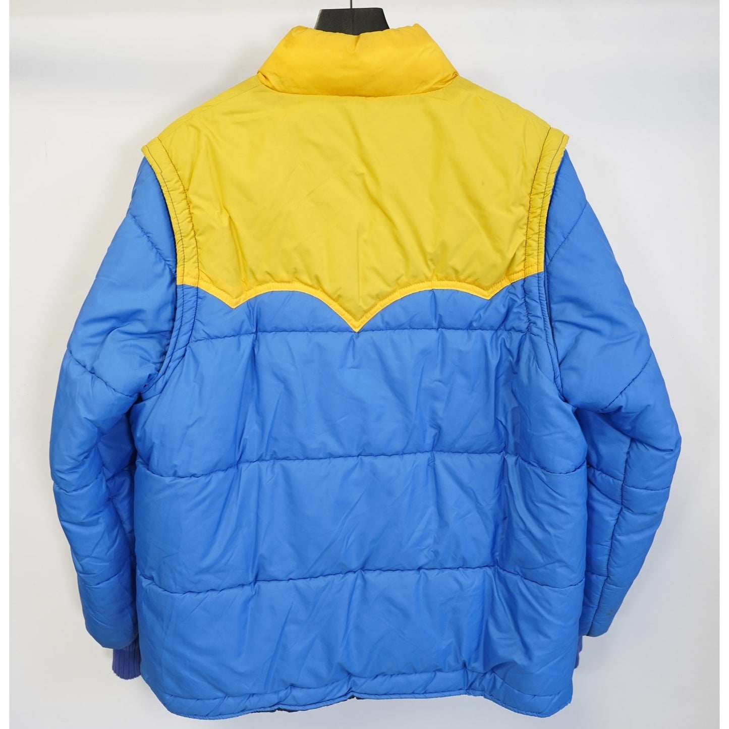 (L) True Vintage Lee Wald 70s Western Down Puffer Jacket Men's L Blue Yellow