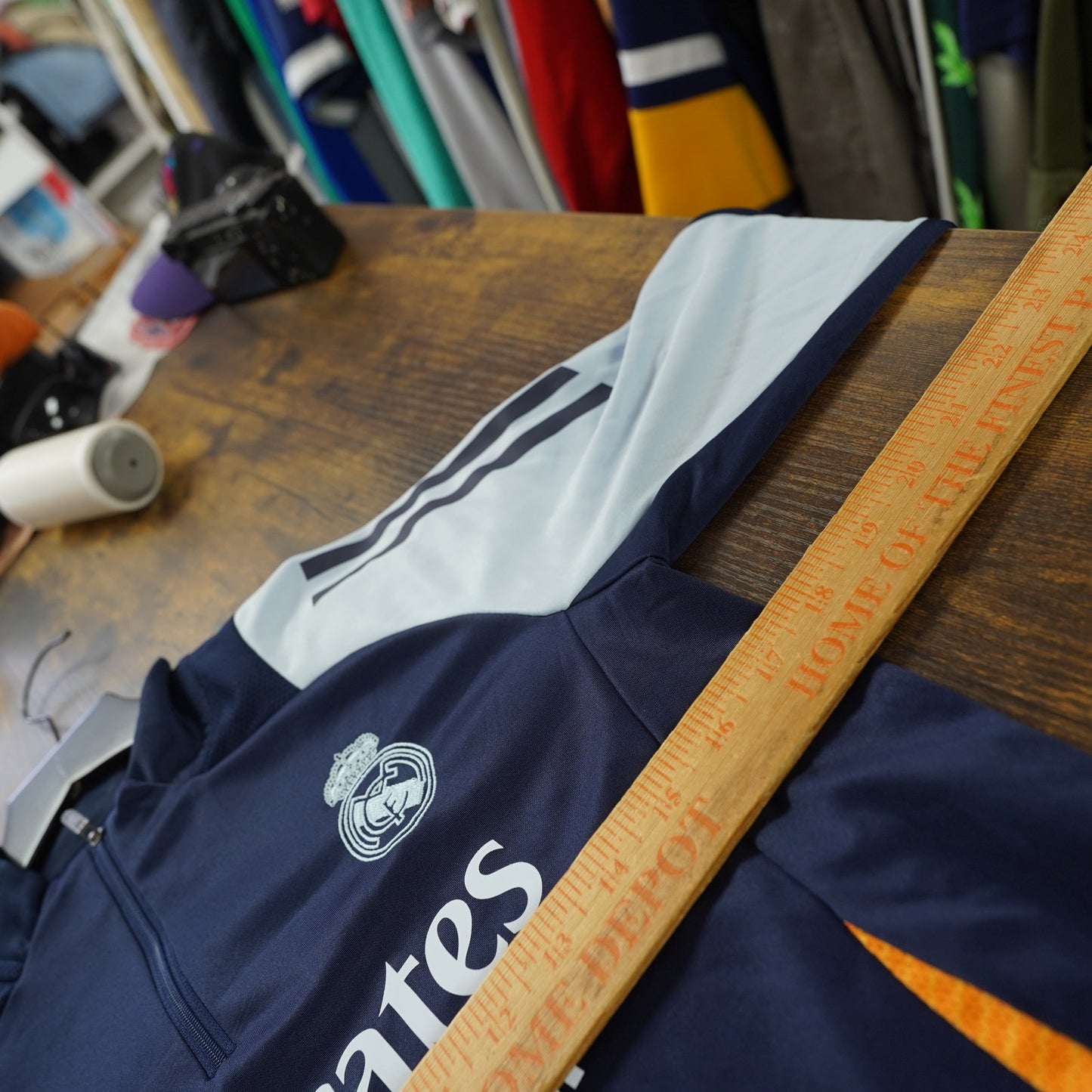 Adidas (L) Real Madrid Soccer Warm Up 1/4 Zip Track Jacket Boys Large Blue Vintage