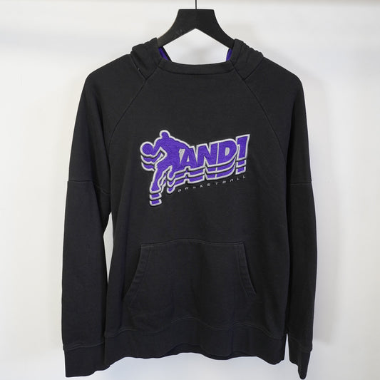 (M) And1 Retro Embroidered 2000s Basketball Hoodie Men's M Black Purple Y2K