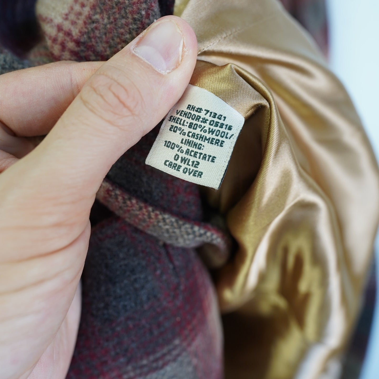 (Women's 12R) L.L. Bean Women’s Wool/Cashmere Blazer Coat Jacket Plaid Size 12R M Red Brown