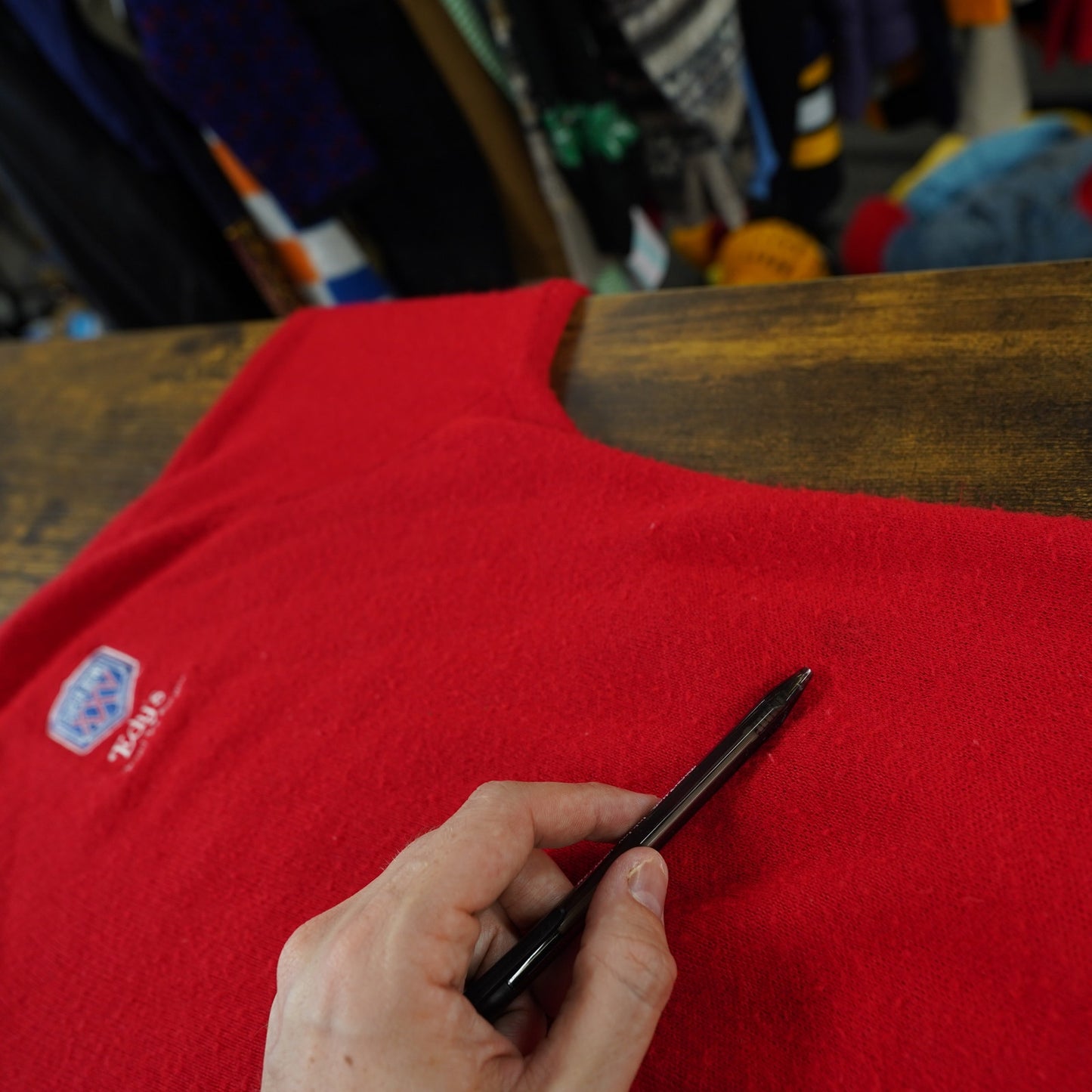 (L) Vintage Superbowl 25 King Louie Red V-Neck Knit Sweater Men's L 90s Retro NFL