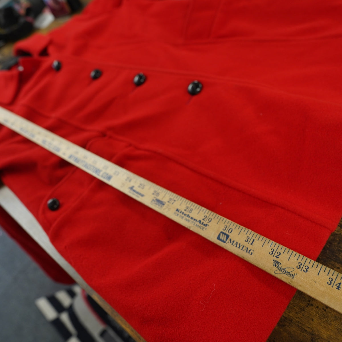 (L) True Vintage M. Liman Co Penguin Fashions Womens L Red Wool Coat w/ Plaid Lining