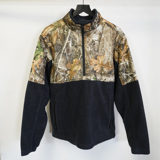 (L) Vintage Columbia Hunting Gear Camo Fleece 1/4 Zip Pullover Men's L Jacket PHG