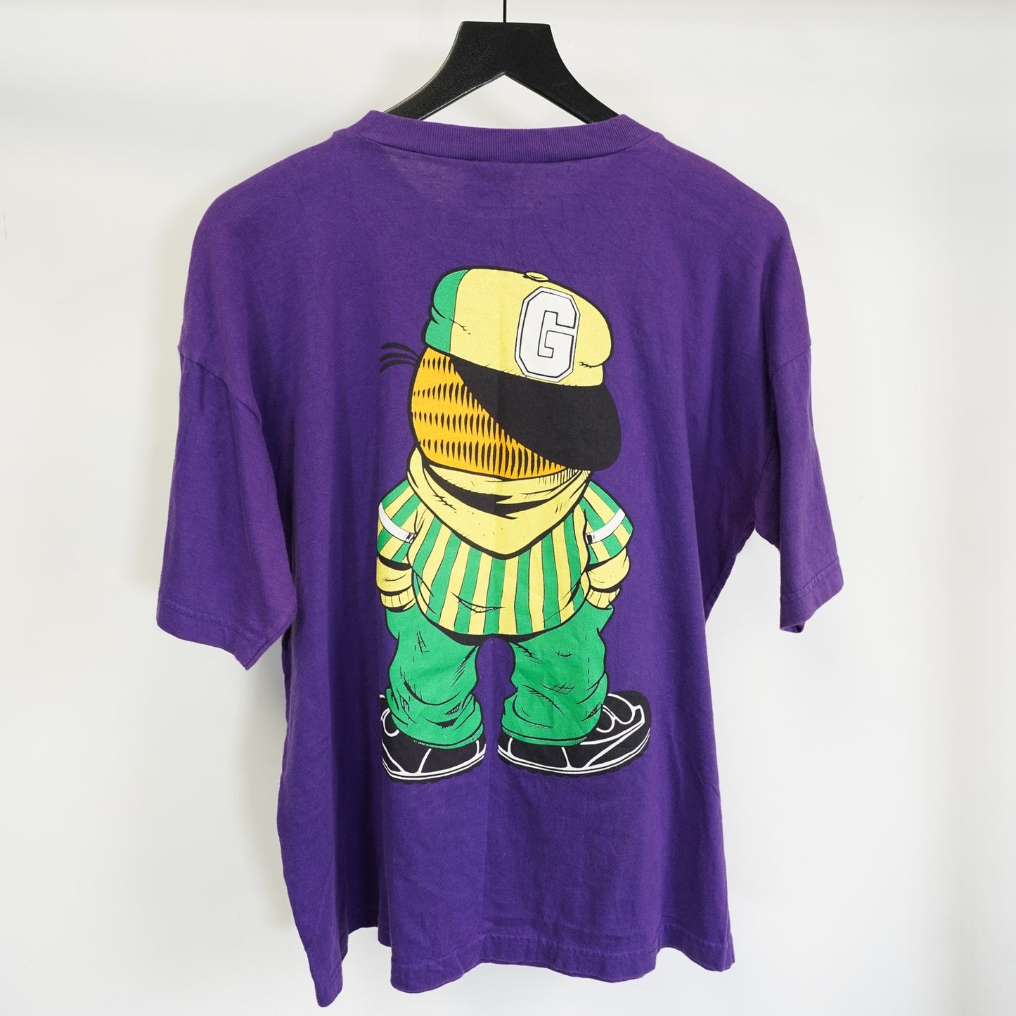 (XL) Vintage Garfield 90s Single Stitch Cartoon Hip Hop T-Shirt Men's XL Purple