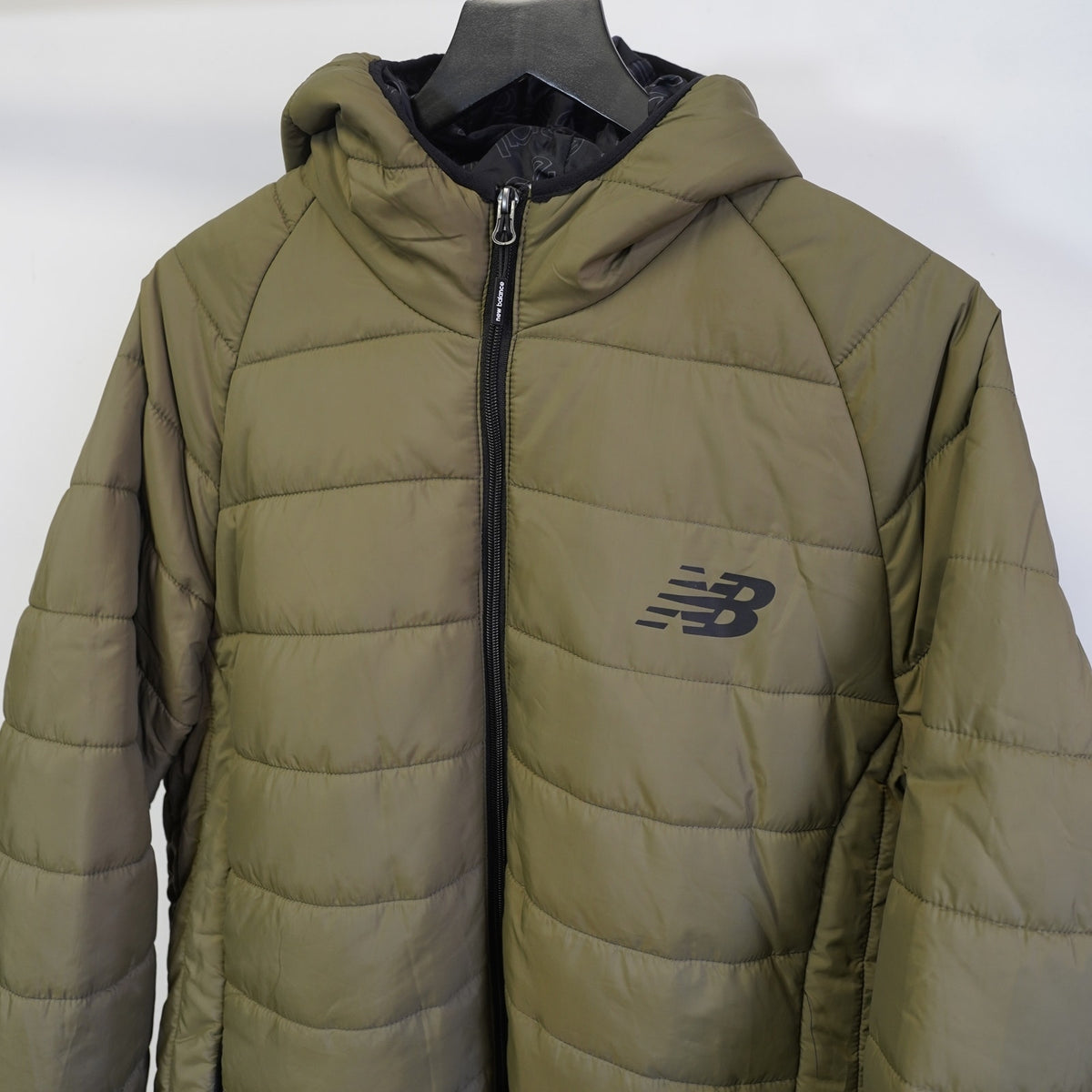 (L) New Balance Hooded Puffer Tech Jacket New w/Tags Olive Green Full Zip