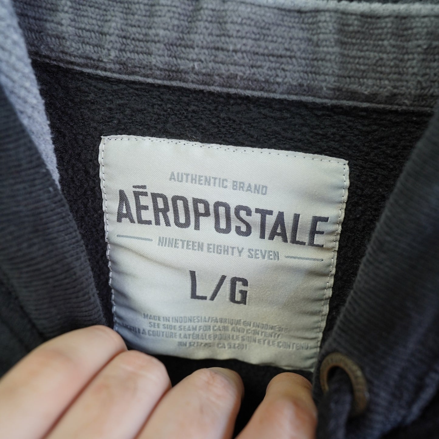 (L) Vintage Aeropostale Y2K New York All Over Print Hoodie Men's L Black NYC 2000s