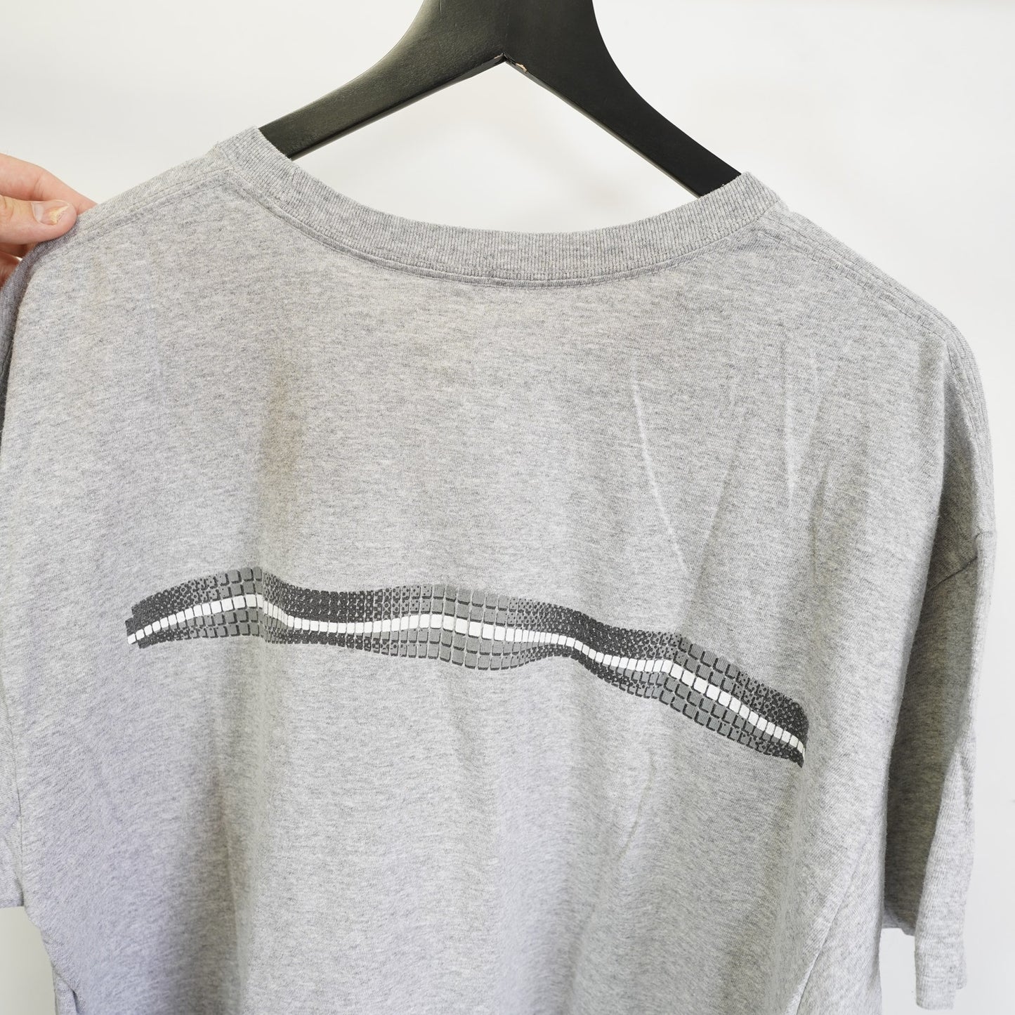 (L) Vintage 2000s Nike Swim Striped T-Shirt Y2K Men's L Gray Retro Center Swoosh