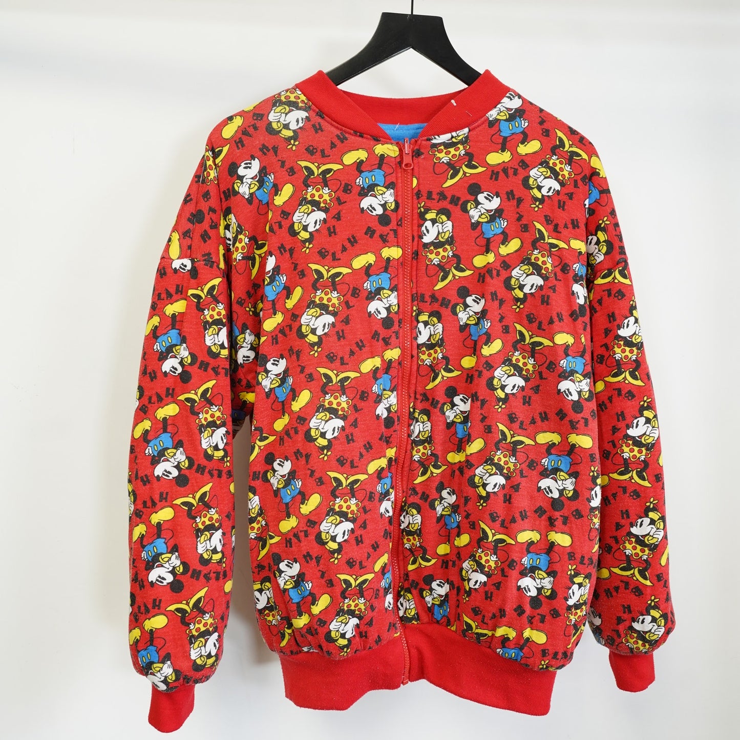 (L) Vintage Mickey & Co Minnie Mouse Disney Reversible Jacket Men's L AOP 90s Blue