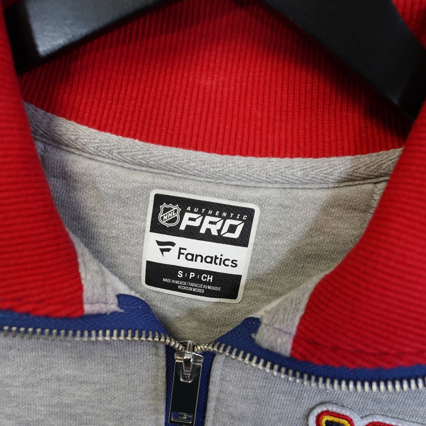 (S) St. Louis Blue Fanatics Hockey Embroidered 1/4 Zip Pullover Jacket Men's S Gray