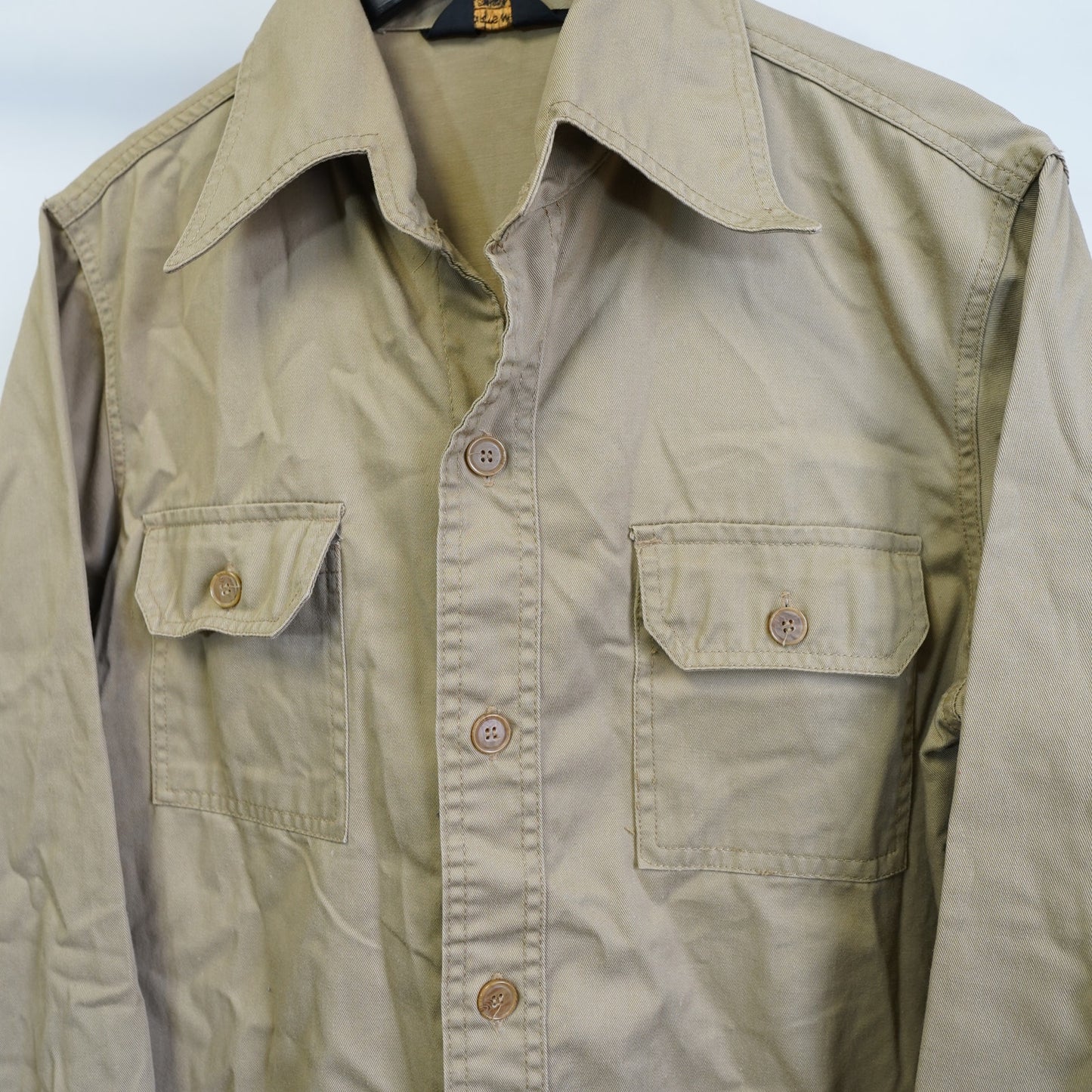 (L) True Vintage 1970s Sears Sportsman Field Hunting Shirt Men's L Khaki Work Shirt