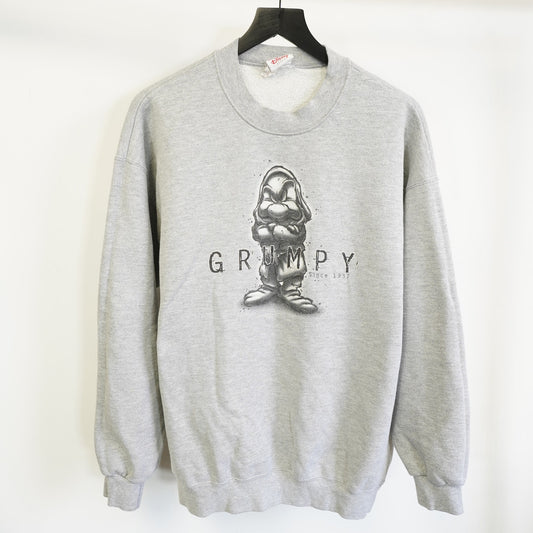 (XL) Vintage Grumpy Snow White & The Seven Dwarves Disney Sweatshirt Mens XL 90s Gray