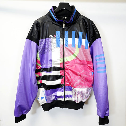 (XL) Vintage AGU Sport 90s Colorblocked Windbreaker Abstract Geometric Men's XL Neon