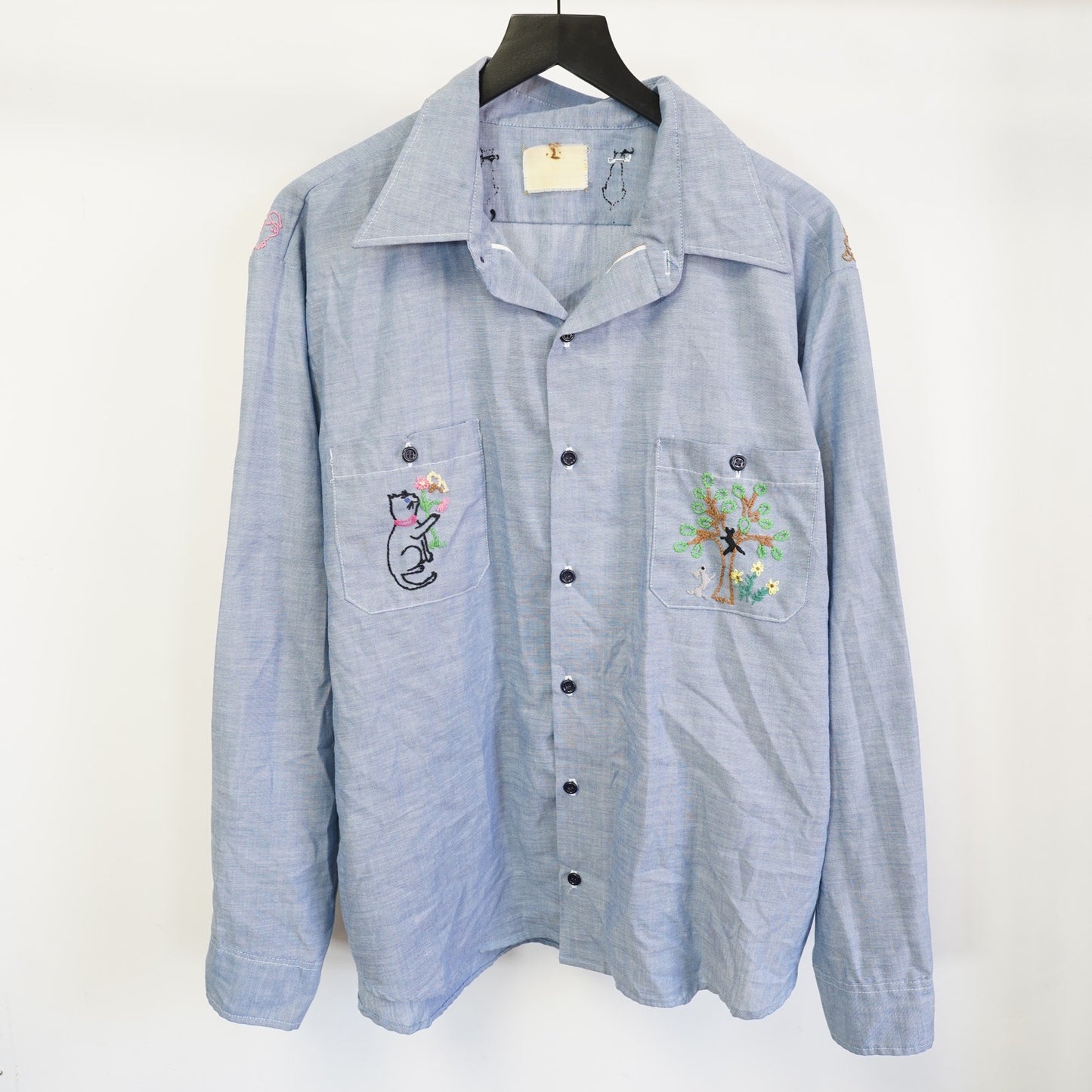 (3XL) True Vintage 70s Wide Collar Hand Chain Stitched Button Up Men's 3XL Western
