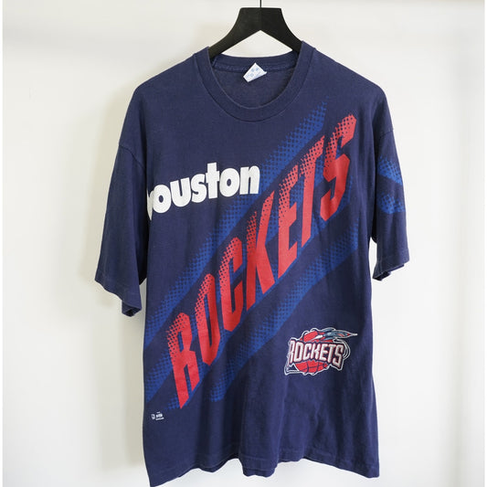 (XL) Vintage Houston Rockets Salem Sportswear 90s Big Logo T-Shirt Men's XL Blue NBA